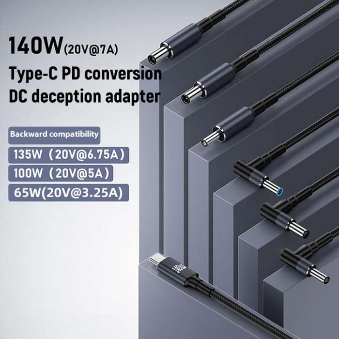1.8m 140W Type-C to DC Laptop Charging Cable, Model:DC5.5x2.1mm 20V7A