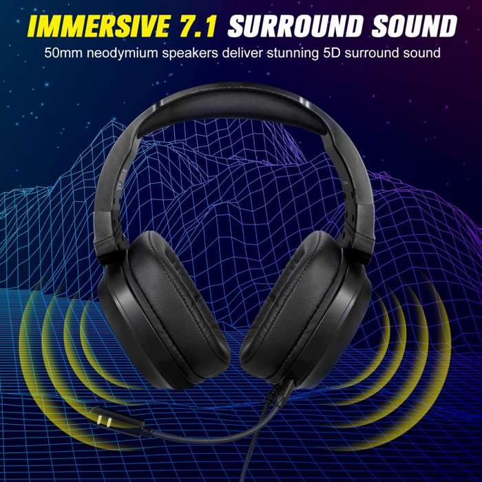 ONIKUMA S22 RGB Head-mounted Wired Gaming Earphone(Black)