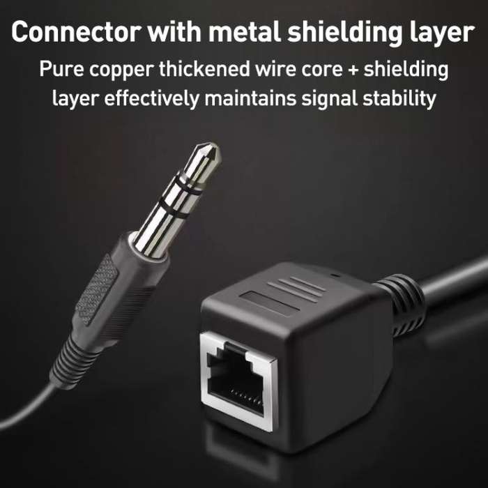 3.5mm Male to RJ45 Female Network Port Touch Screen Adapter Cable for Thunderstone(Black)