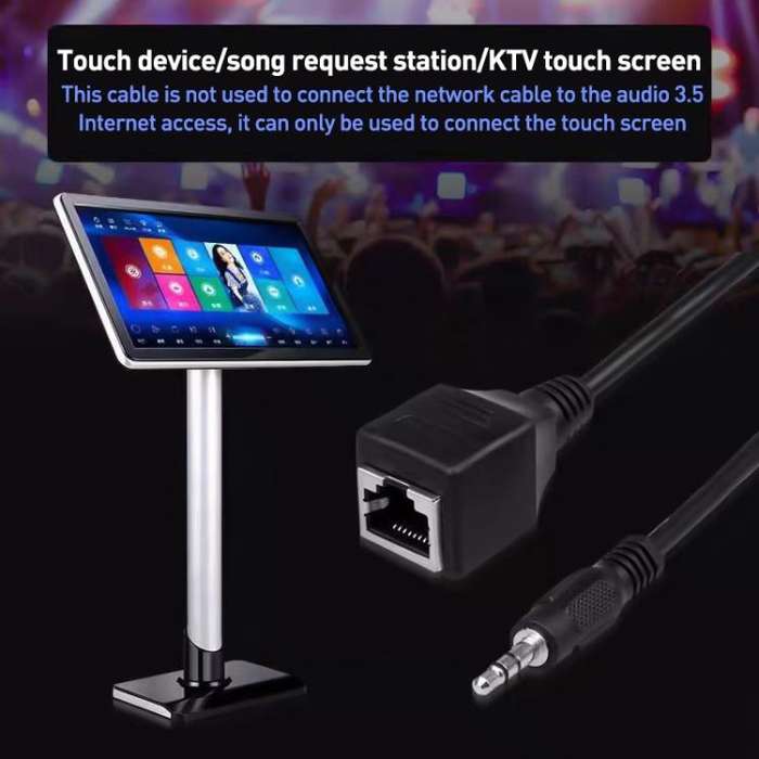 3.5mm Male to RJ45 Female Network Port Touch Screen Adapter Cable for Thunderstone(Black)