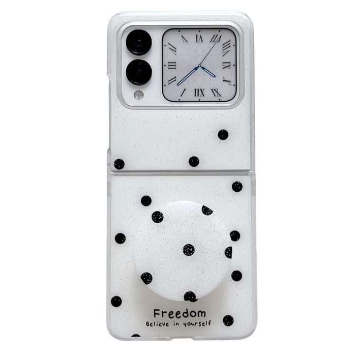 For Huawei Nova Flip Glitter Powder Dots Pattern Phone Case with Holder(White)