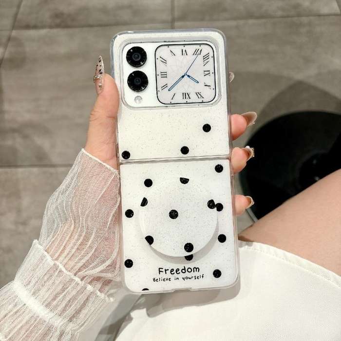 For Huawei Nova Flip Glitter Powder Dots Pattern Phone Case with Holder(White)