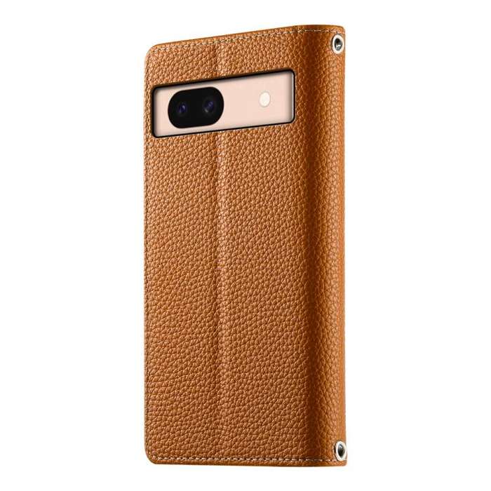 For Google Pixel 8a Stitching Multi-card Zipper Wallet Leather Phone Case with Short Strap(Brown)