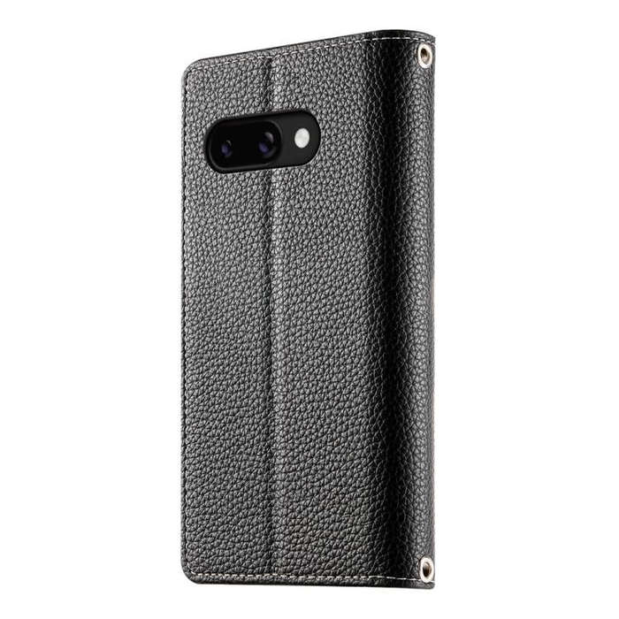 For Google Pixel 9a Stitching Multi-card Zipper Wallet Leather Phone Case with Short Strap(Black)