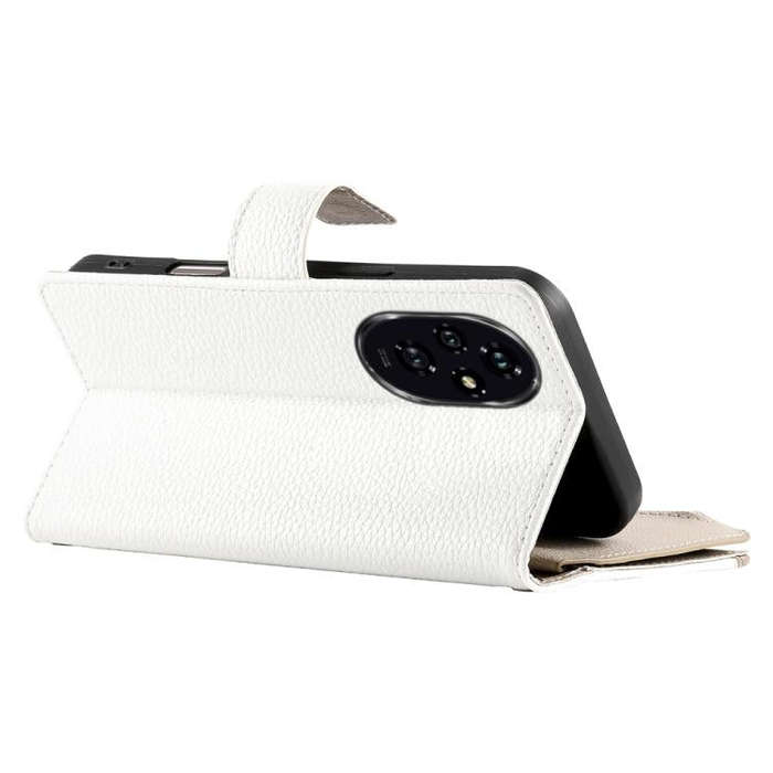 For Honor 200 Stitching Multi-card Zipper Wallet Leather Phone Case with Short Strap(White)