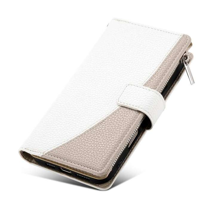For Honor 200 Stitching Multi-card Zipper Wallet Leather Phone Case with Short Strap(White)