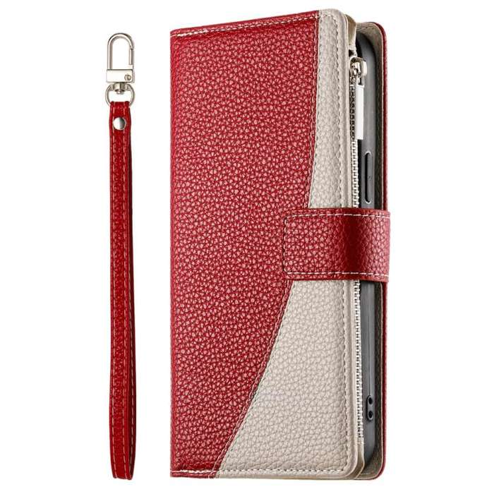 For Honor 200 Pro Stitching Multi-card Zipper Wallet Leather Phone Case with Short Strap(Red)