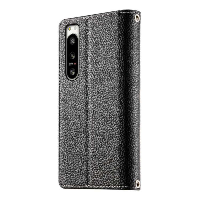 For Sony Xperia 5 IV Stitching Multi-card Zipper Wallet Leather Phone Case with Short Strap(Black)