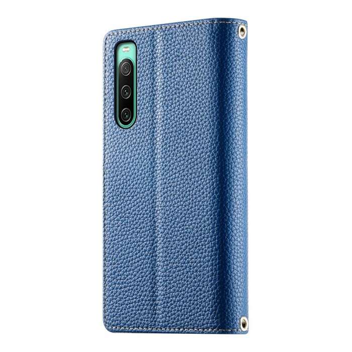 For Sony Xperia 10 IV Stitching Multi-card Zipper Wallet Leather Phone Case with Short Strap(Dark...