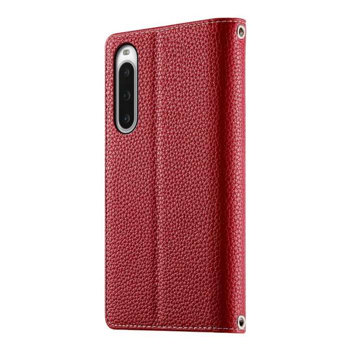 For Sony Xperia 10 V Stitching Multi-card Zipper Wallet Leather Phone Case with Short Strap(Red)