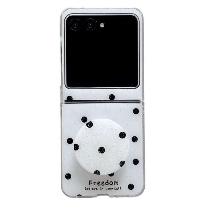 For Motorola Razr 60 Glitter Powder Dots Pattern Phone Case with Holder(White)
