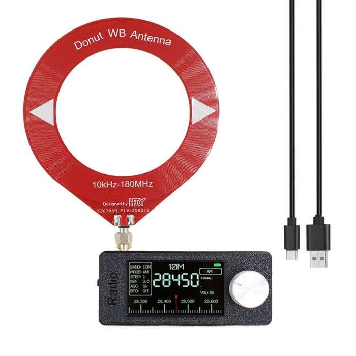 SI4732 1.9 inch IPS Display Portable Radio 0.5-108 MHz LSB USB AM FM Pocket Mini Radio, Type:Red ...