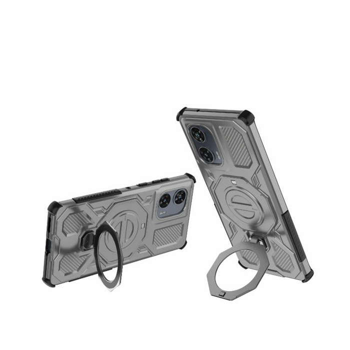 For Motorola Edge 50 Fusion 5G Global J-20 Solid Color MagSafe Magnetic TPU+PC Phone Case(Grey)
