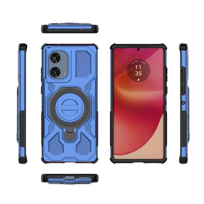 For Motorola Edge 50 Fusion 5G Global J-20 Solid Color MagSafe Magnetic TPU+PC Phone Case(Blue)