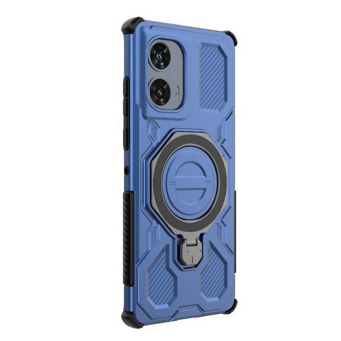 For Motorola Edge 50 Fusion 5G Global J-20 Solid Color MagSafe Magnetic TPU+PC Phone Case(Blue)
