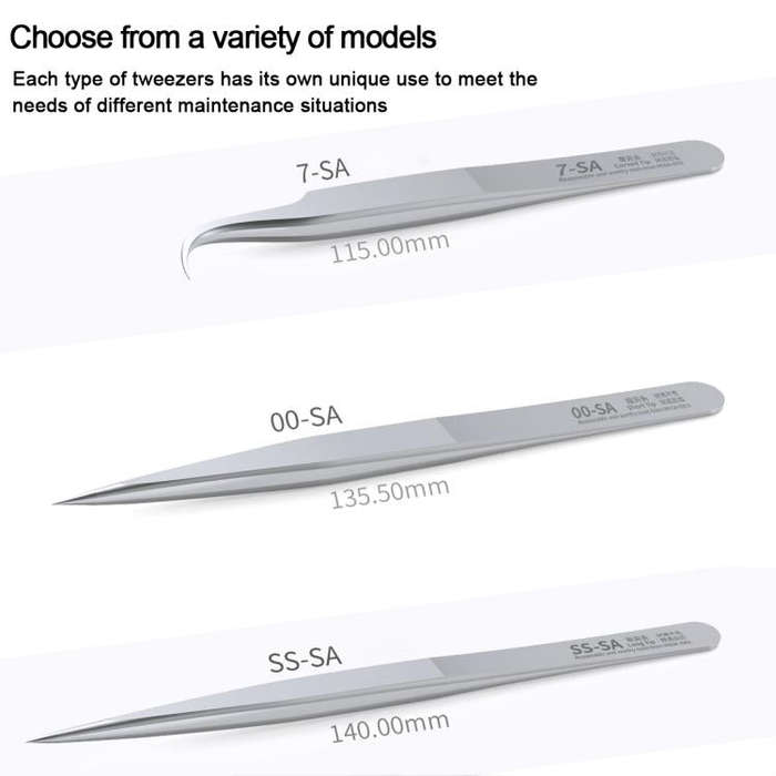 MEGA-IEDA High Hard Non-magnetic Stainless Steel Repair Tweezers, Model:Curved Tip