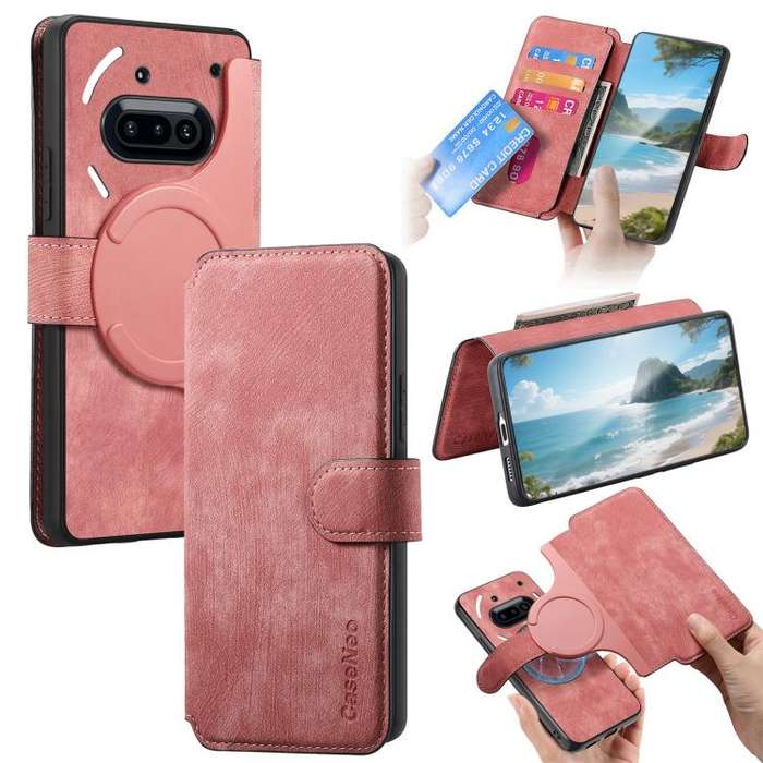 For Nothing Phone 3a CaseNeo MagSafe RFID Anti-theft Retro Leather Phone Case(Pink)