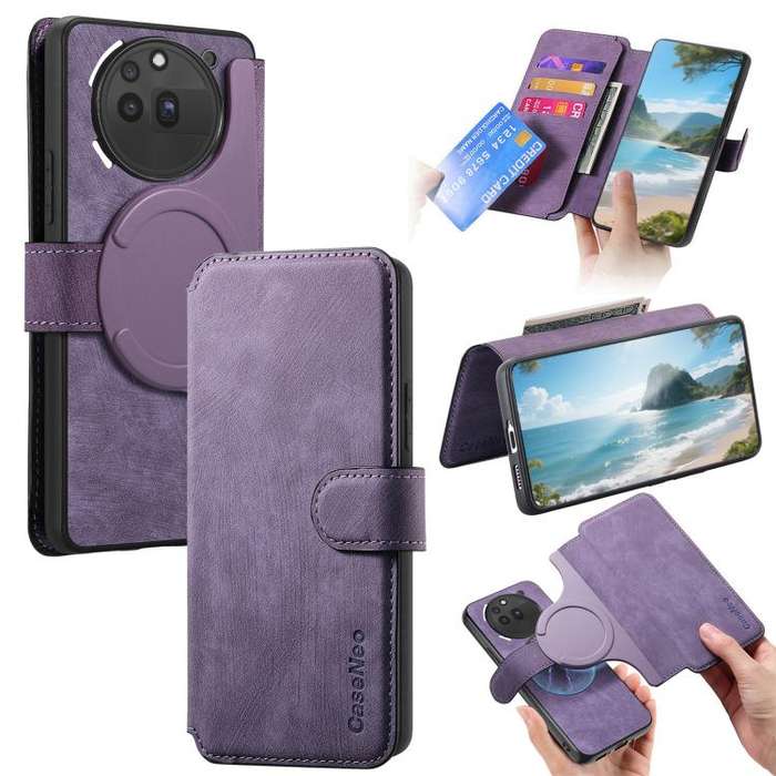 For Nothing Phone 3a Pro CaseNeo MagSafe RFID Anti-theft Retro Leather Phone Case(Purple)