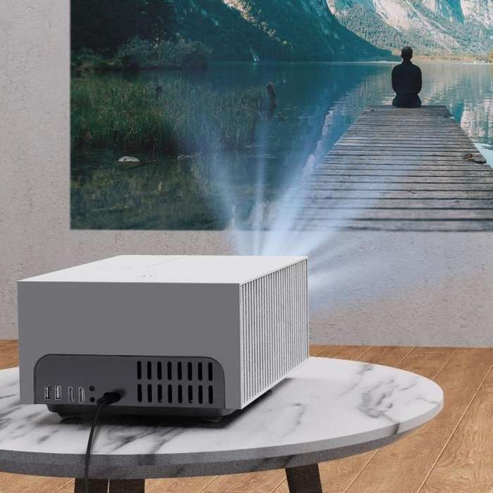 VIVIBRIGHT D7000 Lite 1920x1080P 550ANSI Screen Mirror Smart Projector, US Plug(White)
