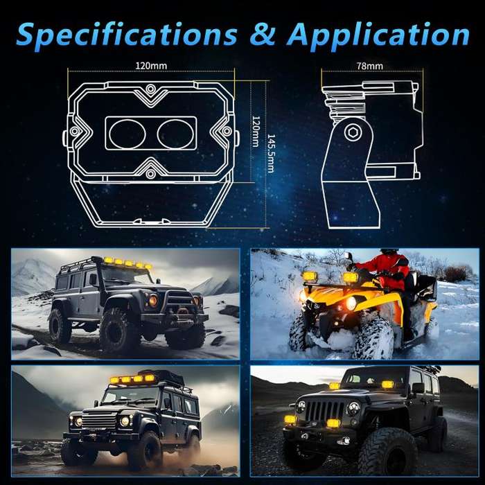 2pcs/Pack Car 70W High-power Matrix Eyes Work Light with Cable Set(Black)