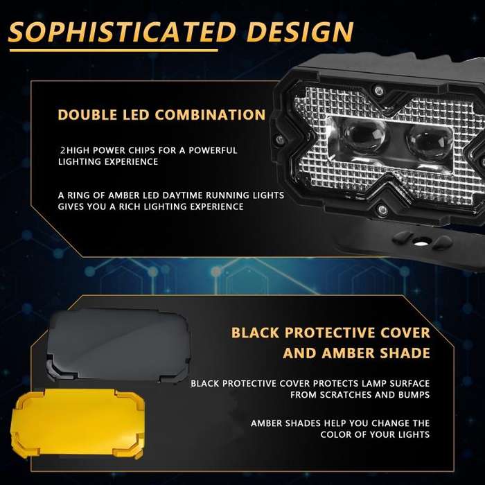 2pcs/Pack Car 70W High-power Matrix Eyes Work Light with Cable Set(Black)