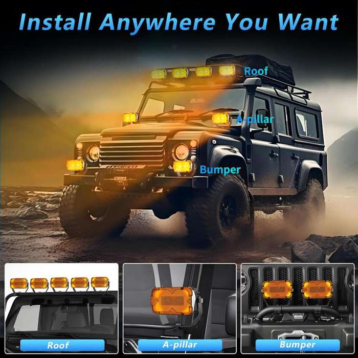 2pcs/Pack Car 70W High-power Matrix Eyes Work Light with Cable Set(Black)