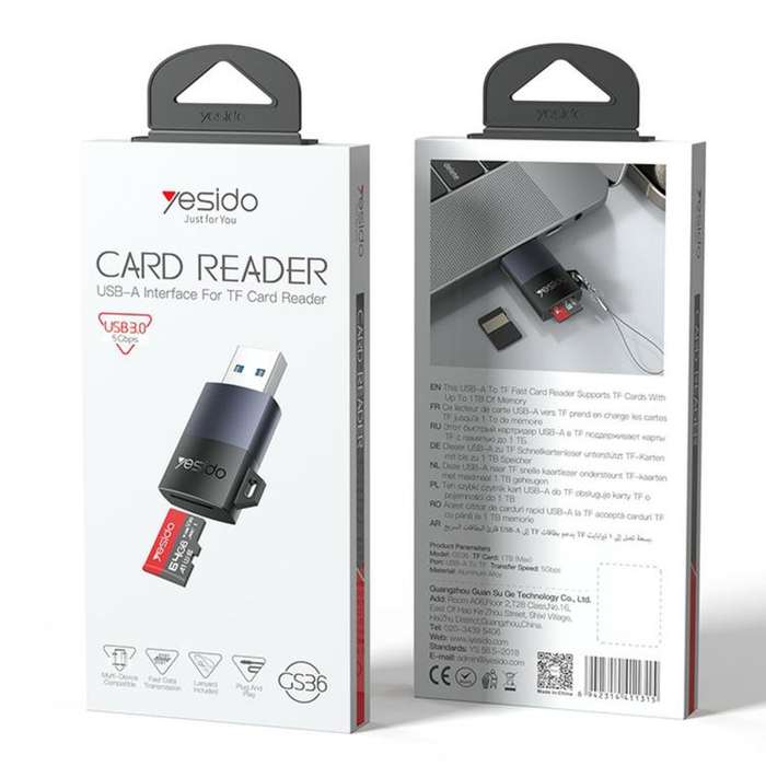 Yesido GS36 USB 3.0 TF Card Reader(Black)