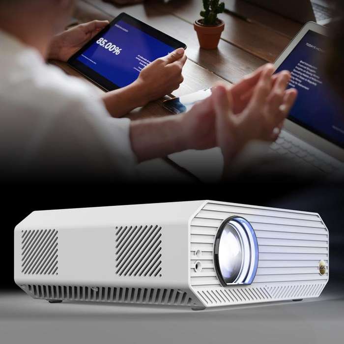 VIVIBRIGHT K5000SE 1920x1080P 1800ANSI Android 9.0 Screen Mirror Smart Projector, UK Plug(White)