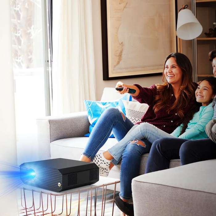 VIVIBRIGHT K5000SE 1920x1080P 1800ANSI Android 9.0 Screen Mirror Smart Projector, UK Plug(White)