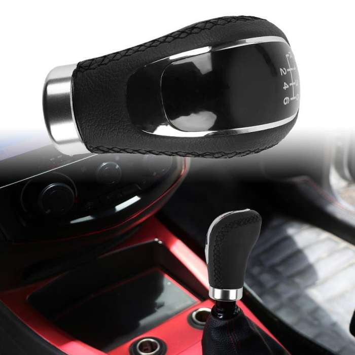 Car Manual Gear Lever Knob Leather Gear Shift Knob, with Hole(Black)
