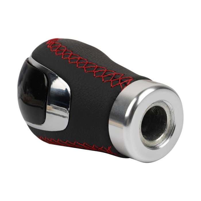 Car Manual Gear Lever Knob Leather Gear Shift Knob, with Hole(Black Red)
