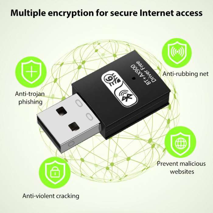 RE-905 Built-in Antenna Bluetooth WiFi 2 in 1 Computer Driver-free USB Network Adapter(Black)