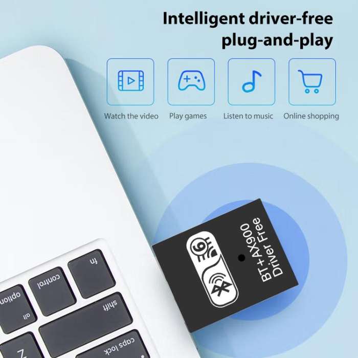 RE-905 Built-in Antenna Bluetooth WiFi 2 in 1 Computer Driver-free USB Network Adapter(Black)