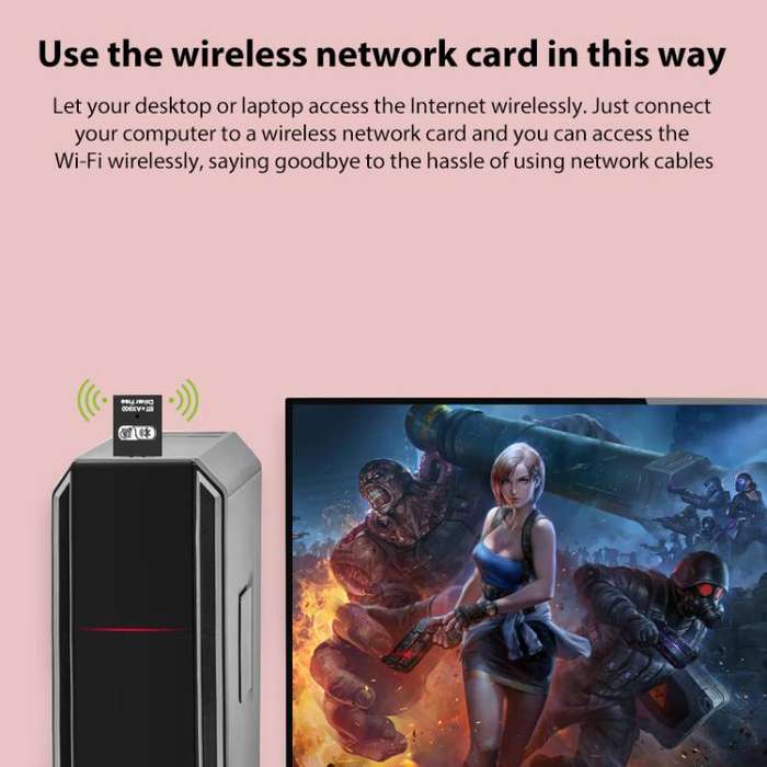 RE-905 Built-in Antenna Bluetooth WiFi 2 in 1 Computer Driver-free USB Network Adapter(Black)