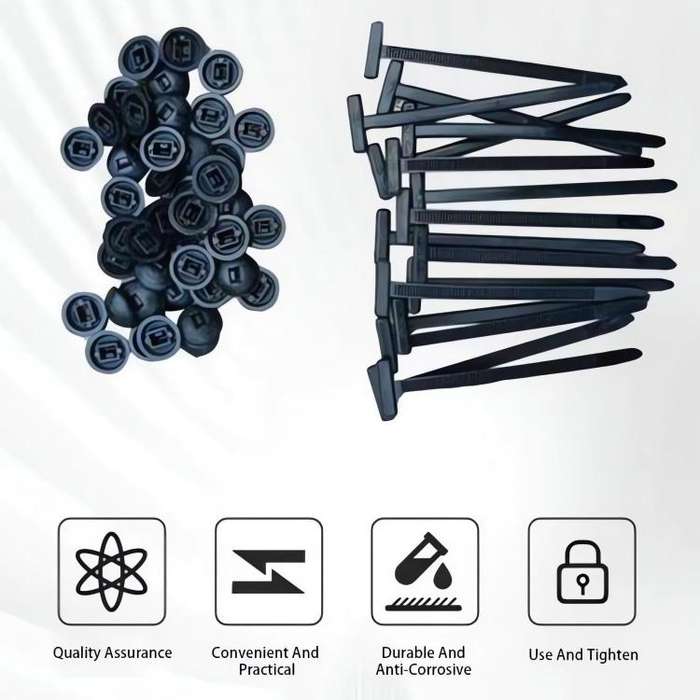 100pcs / Pack PP Universal Cable Tie Buckle(Black)