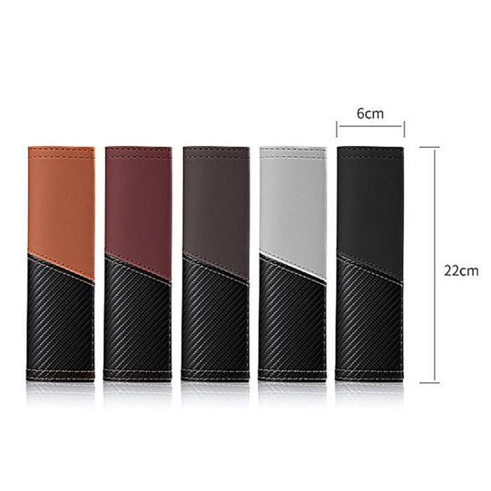 Car Leather Carbon Fiber Stitching Seat Belt Shoulder Guard(Red)