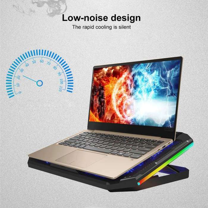 NUOXI YL-018 5-Core Fans Ultra-quiet Laptop Cooler RGB Light Cooling Holder(Black)