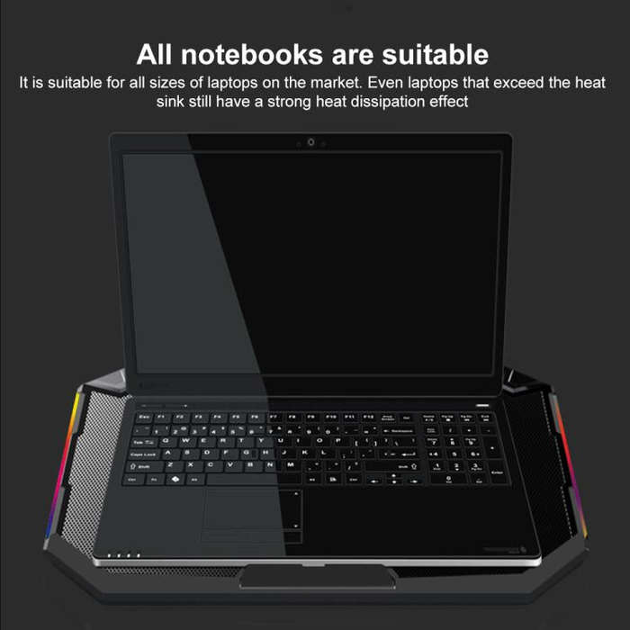 NUOXI YL-018 5-Core Fans Ultra-quiet Laptop Cooler RGB Light Cooling Holder(Black)