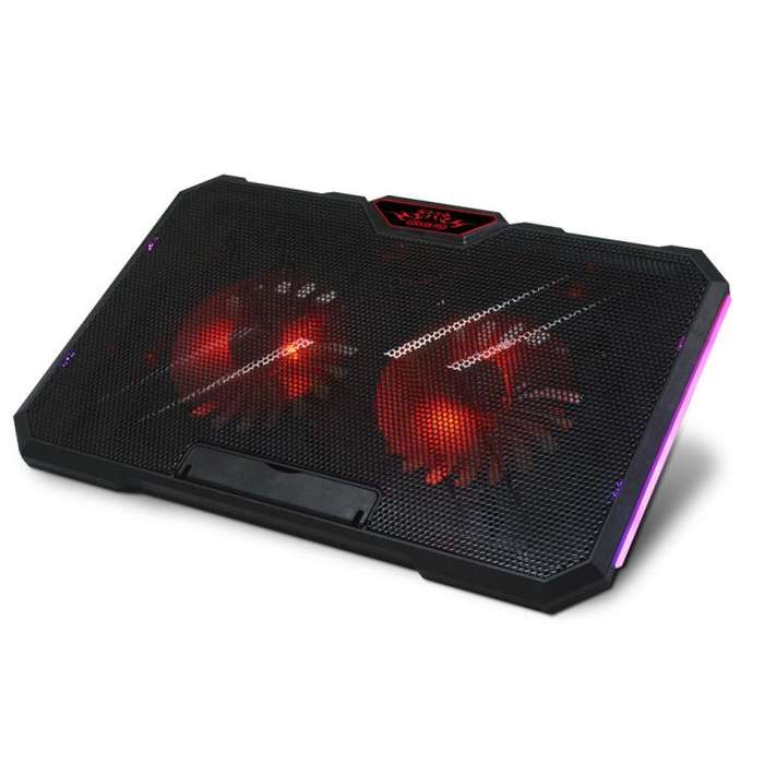 NUOXI YL-019 RGB Light Dual Turbine Silent Laptop Cooler Cooling Holder(Black)
