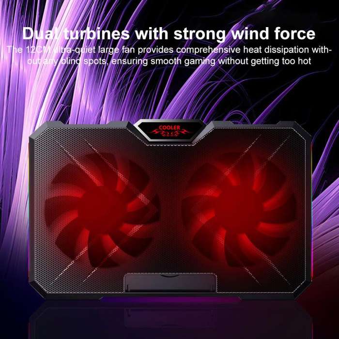 NUOXI YL-019 RGB Light Dual Turbine Silent Laptop Cooler Cooling Holder(Black)