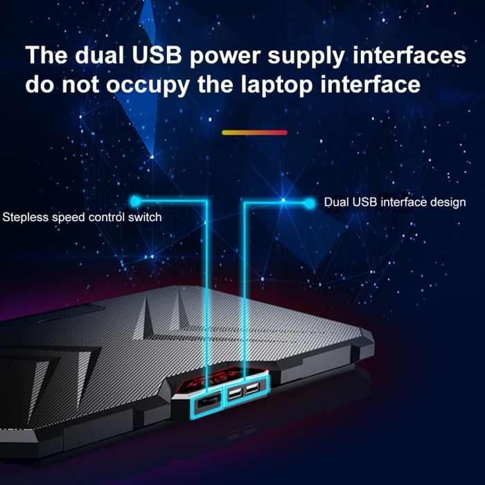 NUOXI YL-019 RGB Light Dual Turbine Silent Laptop Cooler Cooling Holder(Black)