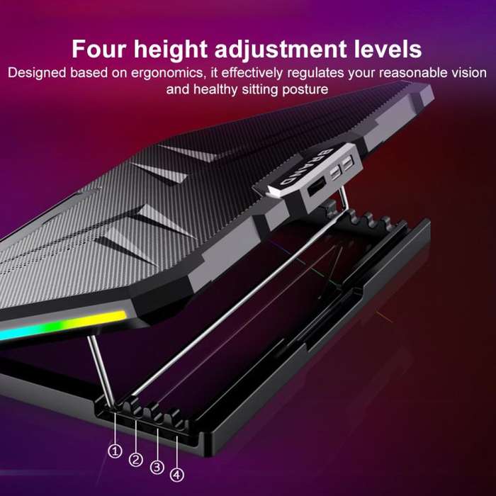 NUOXI YL-019 RGB Light Dual Turbine Silent Laptop Cooler Cooling Holder(Black)