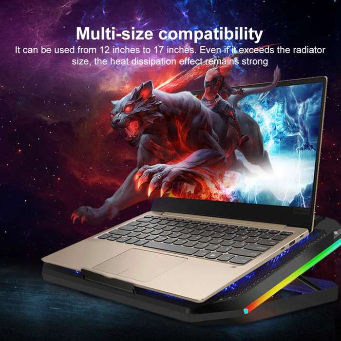 NUOXI YL-019 RGB Light Dual Turbine Silent Laptop Cooler Cooling Holder(Black)