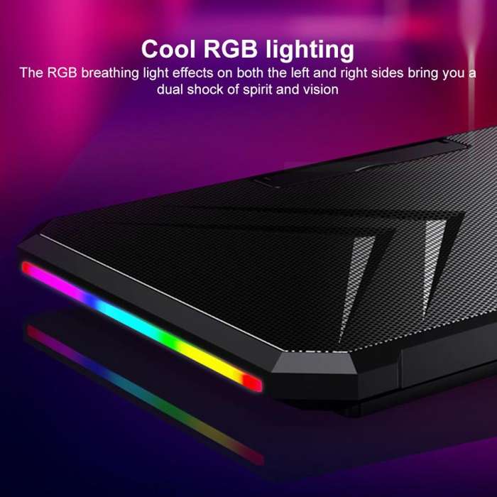 NUOXI YL-019 RGB Light Dual Turbine Silent Laptop Cooler Cooling Holder(Black)