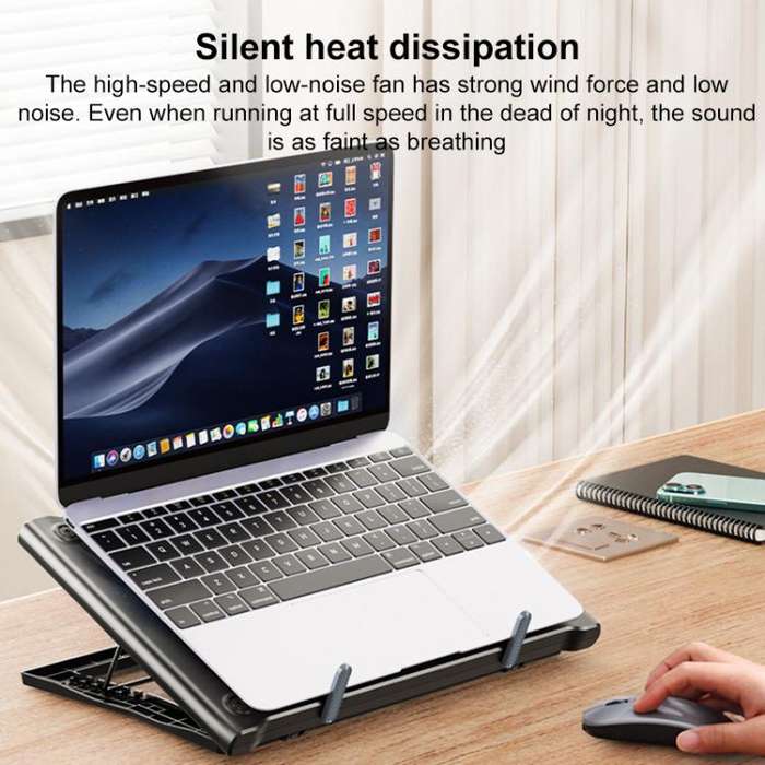 NUOXI C400 6-Speed Adjustable Dual-Core Large Fan Laptop Cooler(Silver)