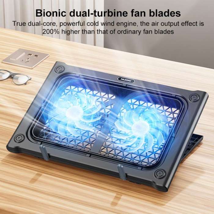 NUOXI C400 6-Speed Adjustable Dual-Core Large Fan Laptop Cooler(Silver)