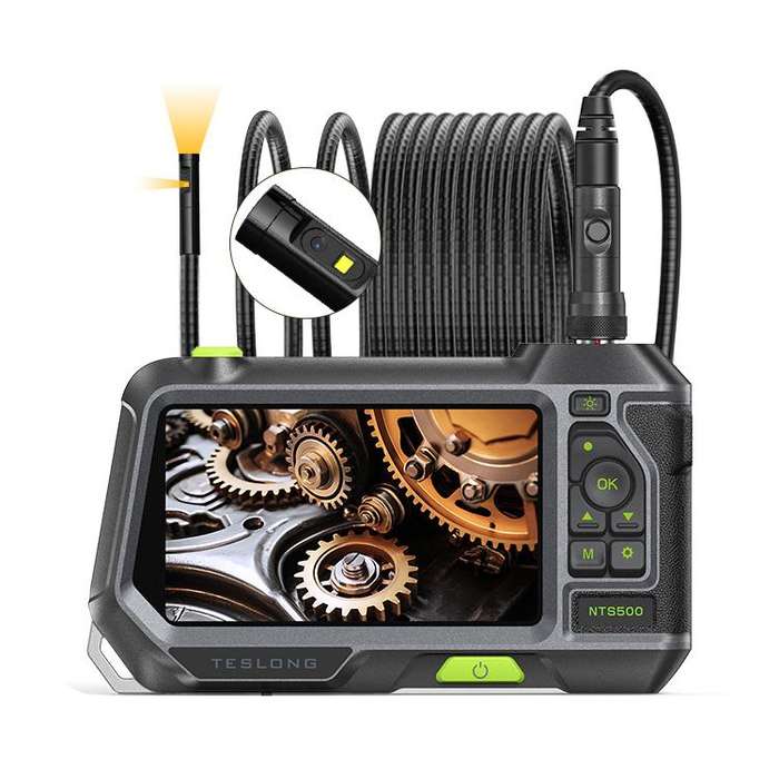 TESLONG NTS500 8mm Dual Lens 5m Industrial Pipeline Endoscope with 5 inch HD Screen