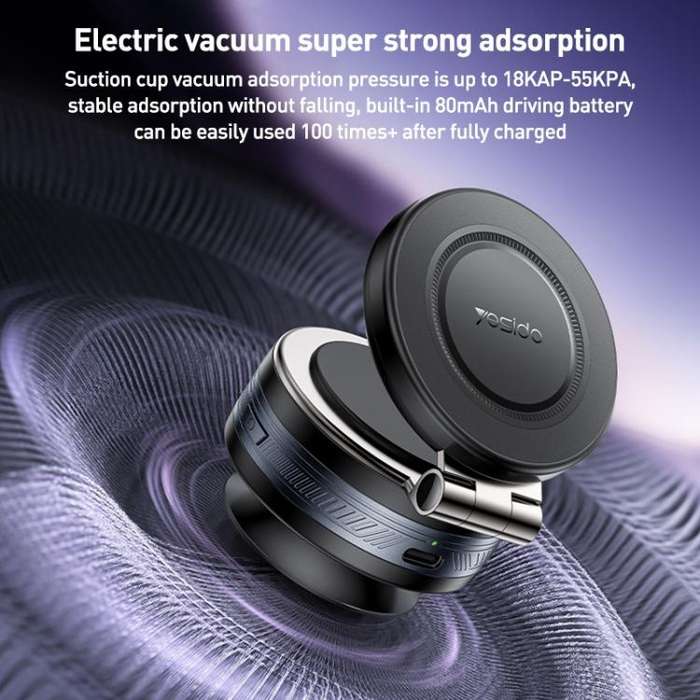 Yesido C225 360 Rotating Electric Vacuum Suction Cup MagSafe Car Mount(Black)