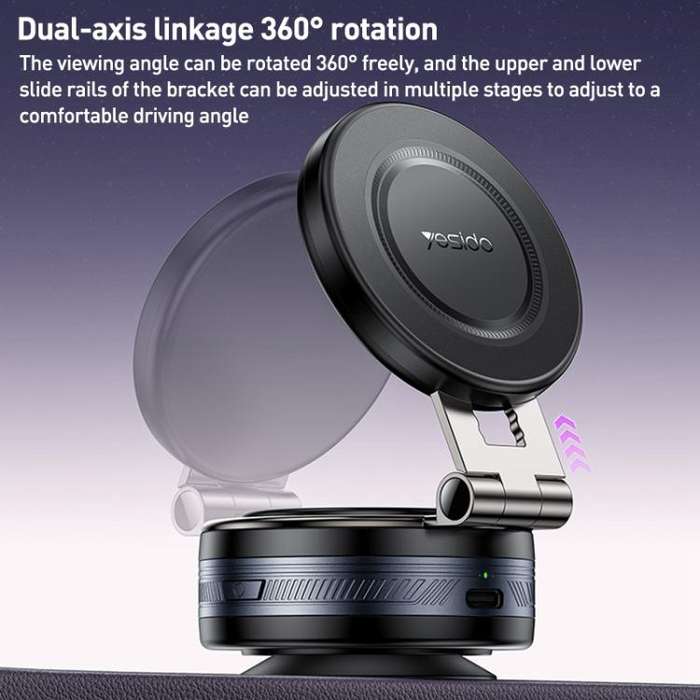 Yesido C225 360 Rotating Electric Vacuum Suction Cup MagSafe Car Mount(Black)