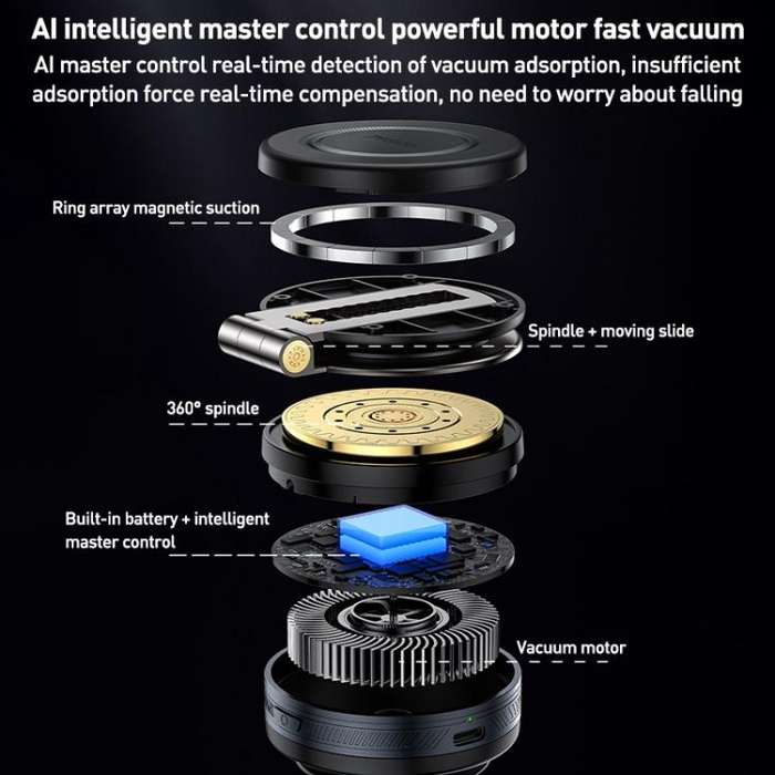 Yesido C225 360 Rotating Electric Vacuum Suction Cup MagSafe Car Mount(Black)